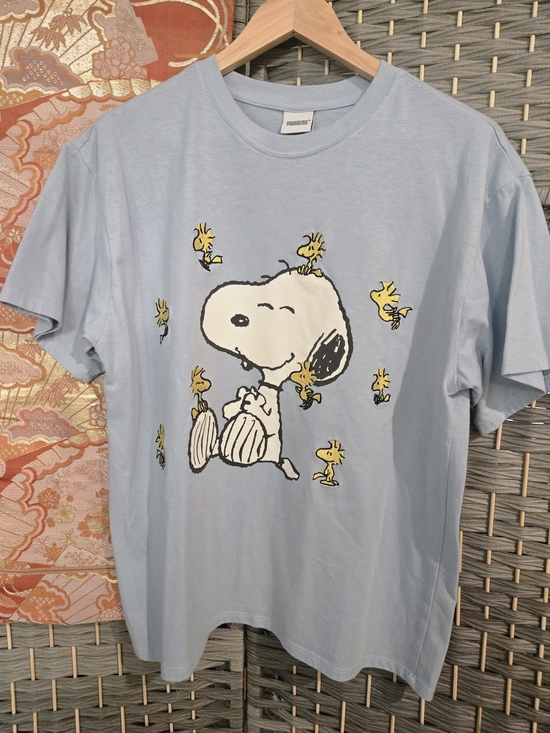 Peanuts Tops - Peanuts Snoopy & Woodstock Light Blue Graphic T-Shirt XL